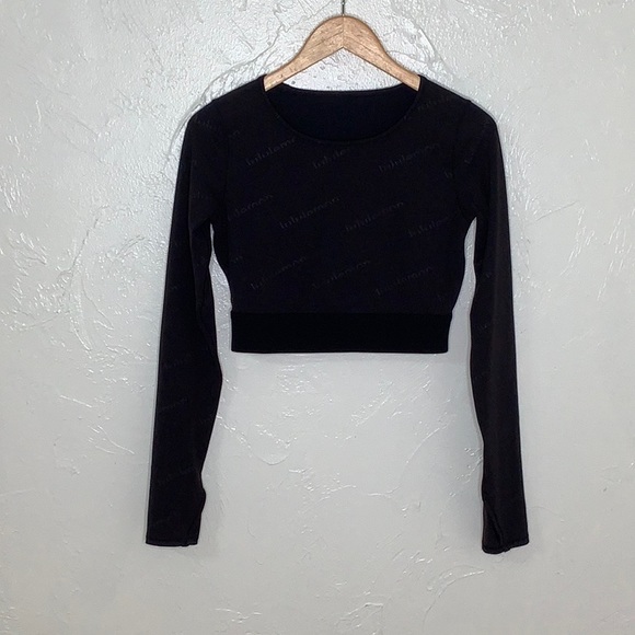 Lululemon Wunder Train Cropped Special Edition Logo Long sleeve top SZ 8 EUC - Picture 2 of 15